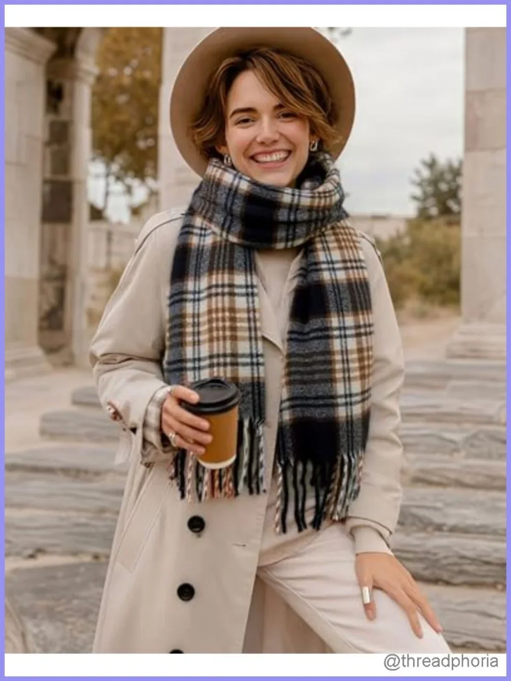 81 inch Tassel Blanket Scarf Women Plaid Wrap Lightweight